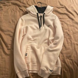 Pink and black hollister pull up hoodie